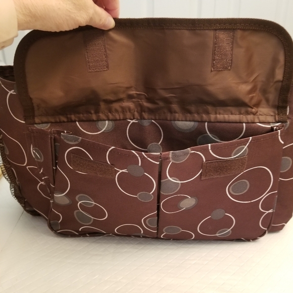 Artsy Beach Bag Brown Polka Dot Vinyl Water Resistant Tote Travel Vacation - Picture 4 of 5